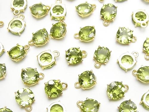 [Video] High Quality Peridot AAA Bezel Setting Round Faceted 7x7mm 18KGP 2pcs