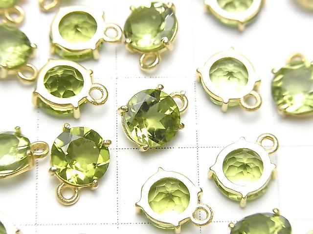 [Video] High Quality Peridot AAA Bezel Setting Round Faceted 7x7mm 18KGP 2pcs