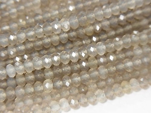 [Video] High Quality! Gray Onyx AAA Faceted Button Roundel 4x4x3mm 1strand beads (aprx.15inch/38cm)