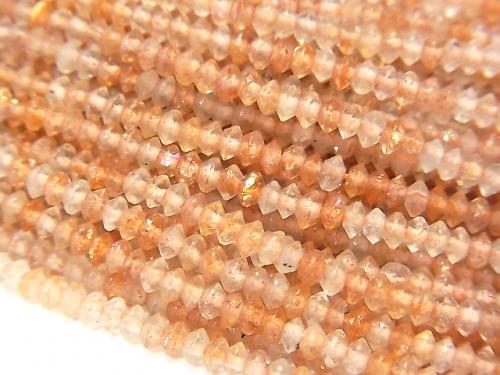 [Video] High Quality! Tanzania Sunstone AA+ Faceted Button Roundel 3x3x1mm 1strand beads (aprx.15inch/37cm)