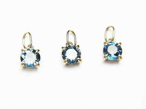 [Video][Japan]High Quality London Blue Topaz AAA Round Faceted 4x4x3mm Pendant [K10 Yellow Gold] 1pc
