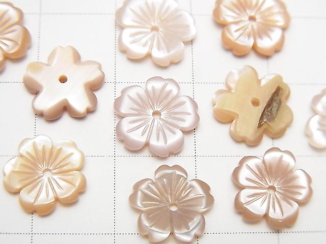 [Video] High Quality Pink Shell AAA Flower 10mm Central Hole 3pcs