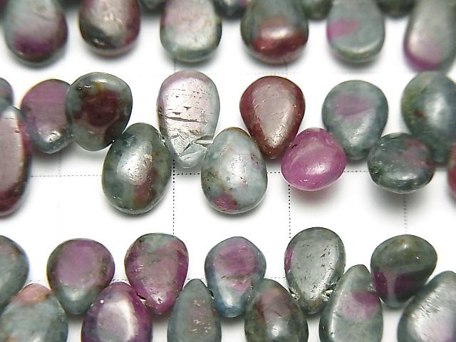 Ruby in Zoisite Pear shape (Smooth) half or 1strand beads (aprx.7inch/18cm)