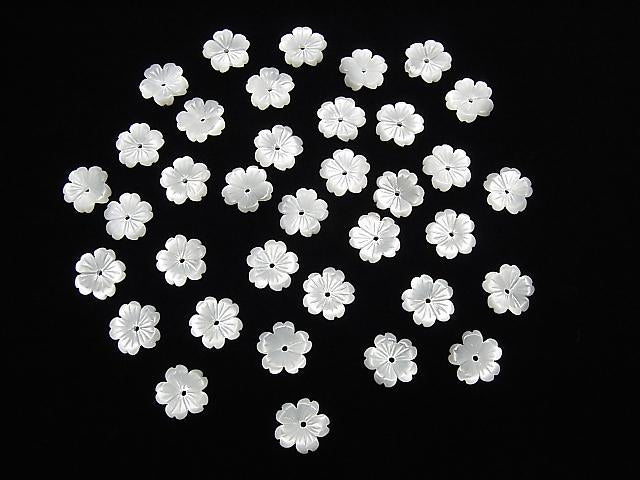 [Video] High Quality White Shell AAA Flower 10mm Central Hole 3pcs