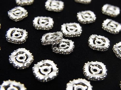 Metal parts Roundel 6x6x1.5mm Silver (with CZ) 3pcs