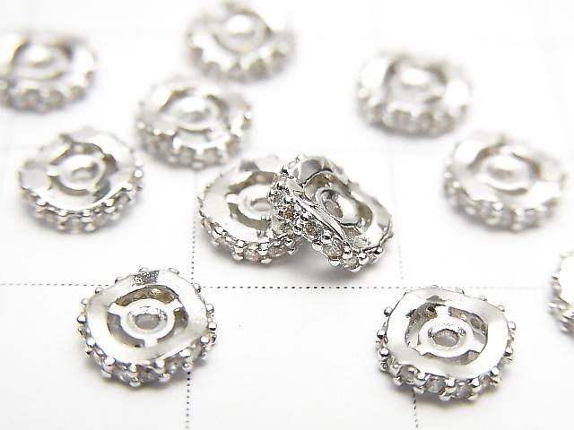 Metal parts Roundel 6x6x1.5mm Silver (with CZ) 3pcs