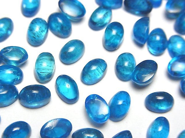[Video] High Quality Neon Blue Apatite AA++ Oval Cabochon 6x4mm 3pcs