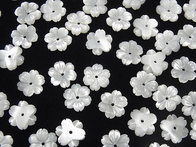 [Video] High Quality White Shell AAA Flower 10mm Center Hole 3pcs