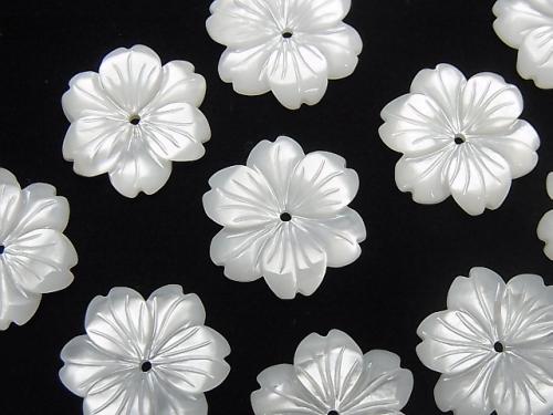 [Video] High Quality White Shell AAA Flower 15mm Center Hole 2pcs