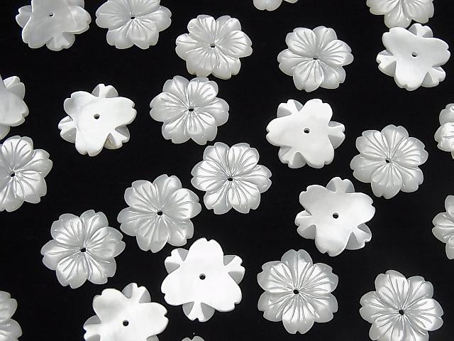 [Video] High Quality White Shell AAA Flower 15mm Center Hole 2pcs