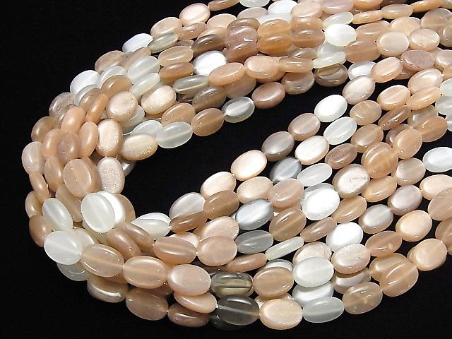 [Video] Multi Color Moonstone AA++ Oval 1strand beads (aprx.15inch/36cm)