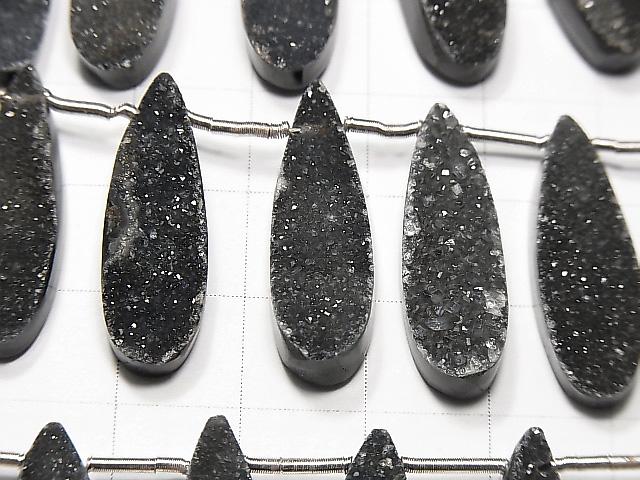 [Video] Druzy Agate Pear shape 25x8mm Black color half or 1strand beads (aprx.5inch / 13cm)