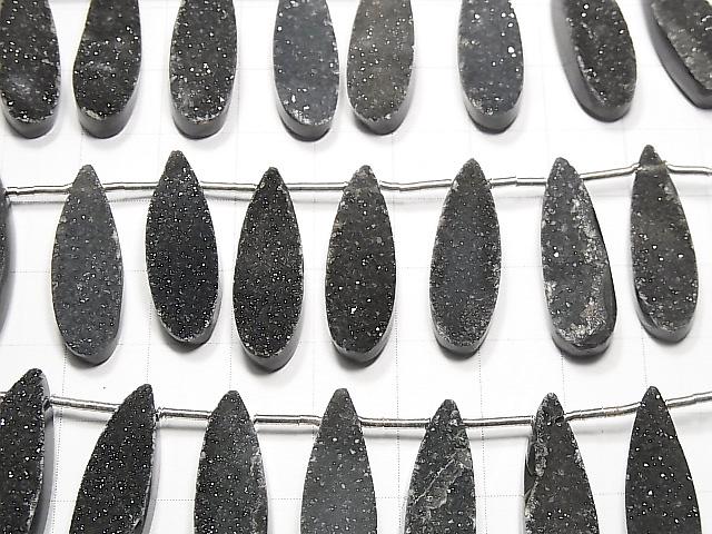 [Video] Druzy Agate Pear shape 25x8mm Black color half or 1strand beads (aprx.5inch / 13cm)