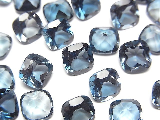 [Video]High Quality London Blue Topaz AAA Loose stone Square Faceted 7x7mm 2pcs