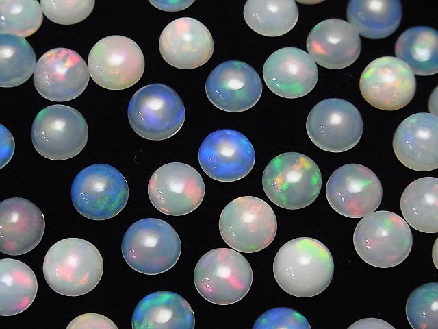[Video] High Quality Ethiopia Opal AAA Round Cabochon 8x8mm 2pcs