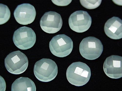 [Video] Sea Blue Chalcedony AAA Round Faceted Cabochon 8x8mm 3pcs