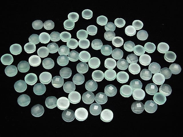 [Video] Sea Blue Chalcedony AAA Round Faceted Cabochon 8x8mm 3pcs