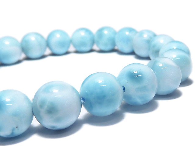 [Video] [One of a kind] High quality Larimar Pectolite AAA Round 8.5mm Bracelet NO.153