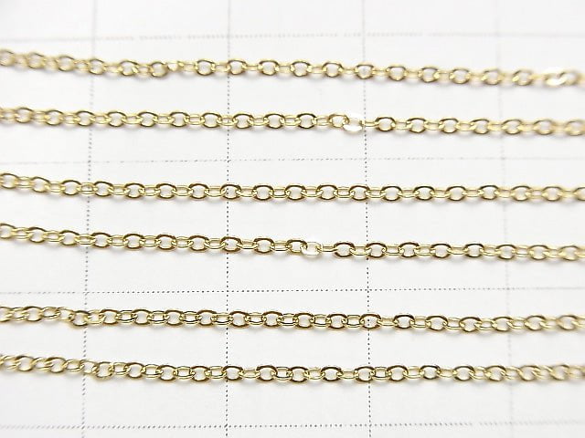 14KGF Flat Cable Chain 1.0mm [40cm][45cm] Necklace 1pc