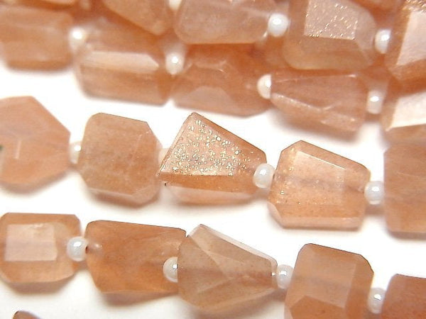 [Video] Tanzania Orange Moonstone AA++ Small Size Faceted Nugget 1strand (aprx.13inch/32cm)
