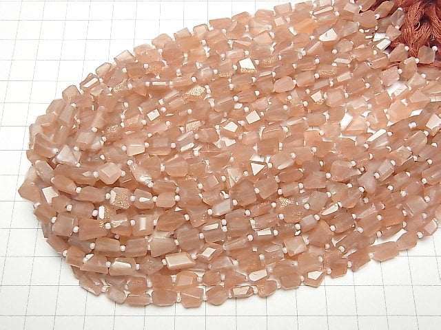 [Video] Tanzania Orange Moonstone AA++ Small Size Faceted Nugget 1strand (aprx.13inch/32cm)