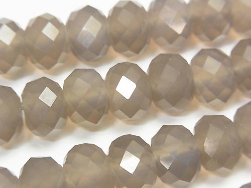 [Video] High Quality! Gray Onyx AAA Faceted Button Roundel 12x12mm half or 1strand beads (aprx.14inch / 35cm)