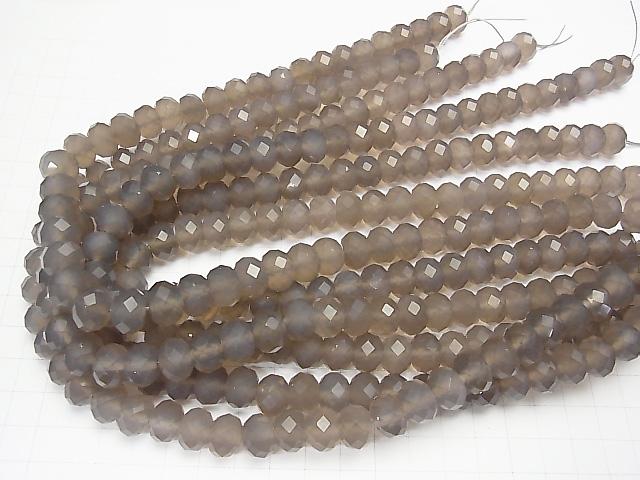 [Video] High Quality! Gray Onyx AAA Faceted Button Roundel 12x12mm half or 1strand beads (aprx.14inch / 35cm)