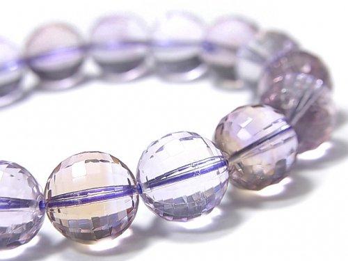 [Video] [One of a kind] High Quality Ametrine AAA- Mirror Faceted Round 11.5mm Bracelet NO.102