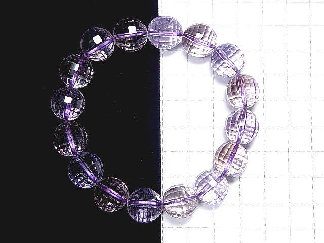 [Video] [One of a kind] High Quality Ametrine AAA- Mirror Faceted Round 11.5mm Bracelet NO.105