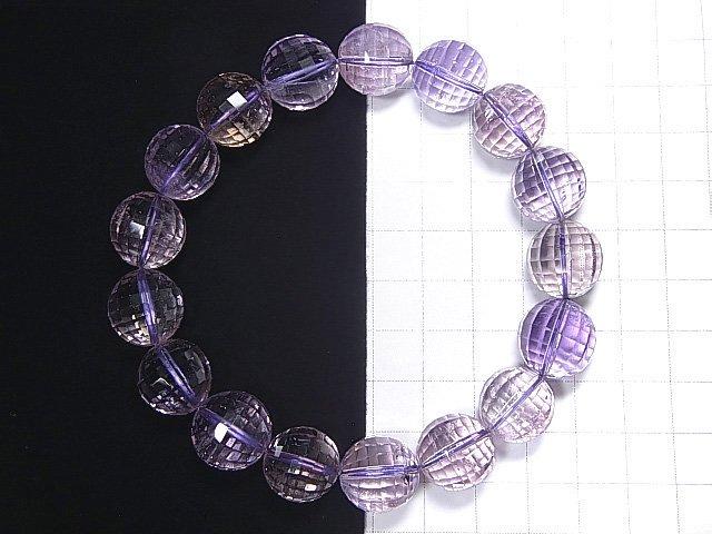 [Video] [One of a kind] High Quality Ametrine AAA- Mirror Faceted Round 13.5mm Bracelet NO.107
