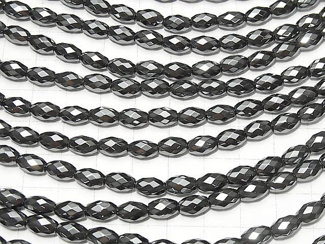 [Video] Hematite Faceted Rice 8x5x5mm 1strand beads (aprx.15inch / 38cm)