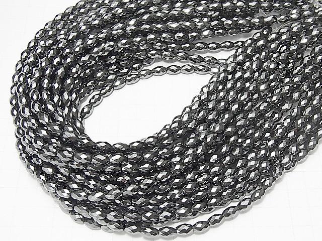 [Video] Hematite Faceted Rice 8x5x5mm 1strand beads (aprx.15inch / 38cm)