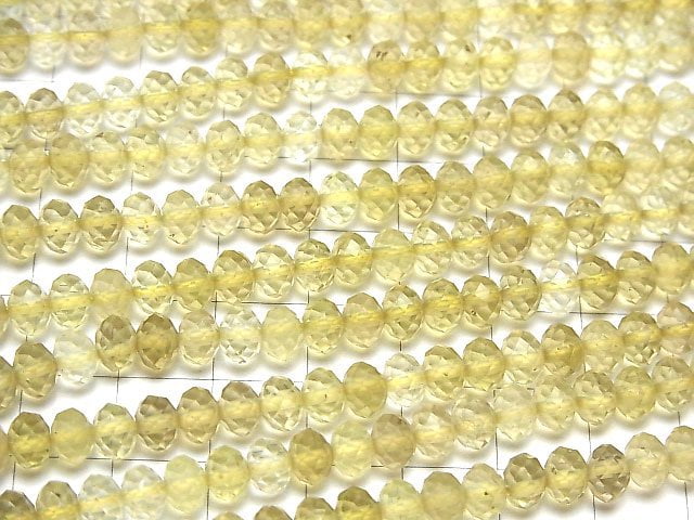 High Quality!  Lemon Quartz AAA Faceted Button Roundel 6x6x4mm half or 1strand beads (aprx.15inch/36cm)