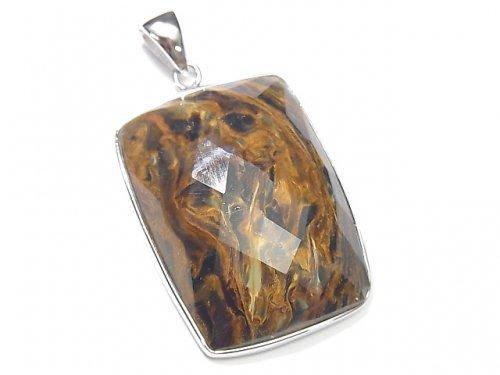 [Video] [One of a kind] High Quality Pietersite AAA Faceted Pendant Silver925 NO.50