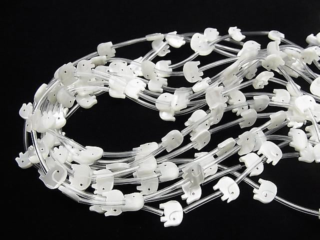 [Video] High Quality Mother of Pearl MOP AAA White Elephant Shape 10x9mm half or 1strand (Approx 14pcs)