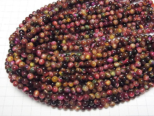 [Video] Mix Color Tiger's Eye AAA- Round 6mm 1strand beads (aprx.15inch/36cm)