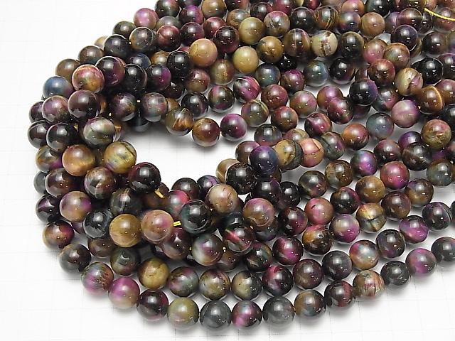 [Video] Mix Tiger's Eye AAA- Round 10mm 1strand beads (aprx.14inch / 35cm)