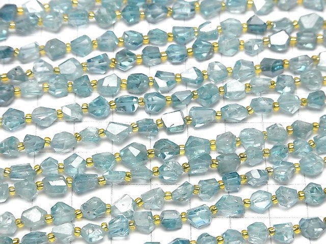 [Video]High Quality Natural Blue Zircon AAA- Faceted Nugget 1strand beads (aprx.7inch/18cm)
