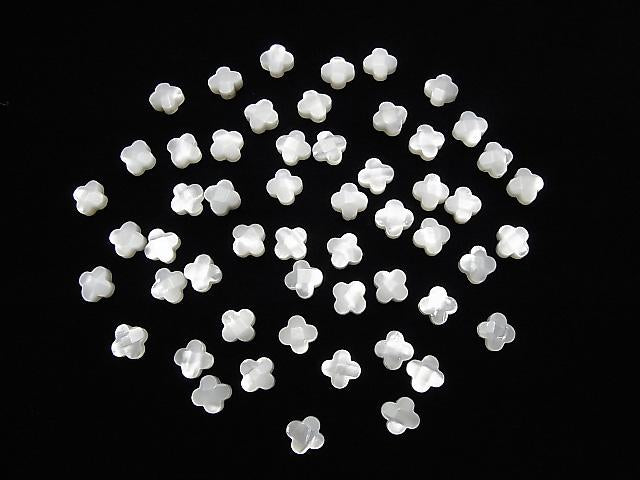 [Video] High Quality White Shell Flower (Faceted) 8x8x4mm [Drilled Hole] 4pcs