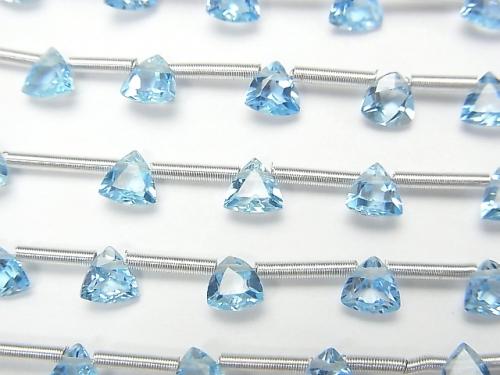 [Video] High Quality Swiss Blue Topaz AAA- Triangle Faceted 4x4mm 1strand (18pcs)