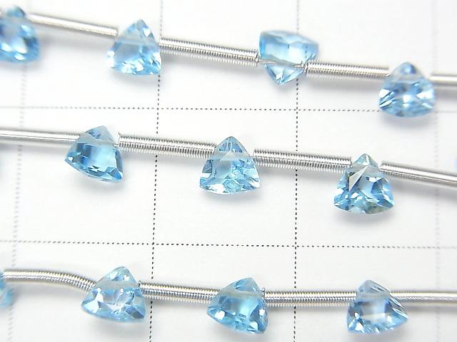 [Video] High Quality Swiss Blue Topaz AAA- Triangle Faceted 4x4mm 1strand (18pcs)