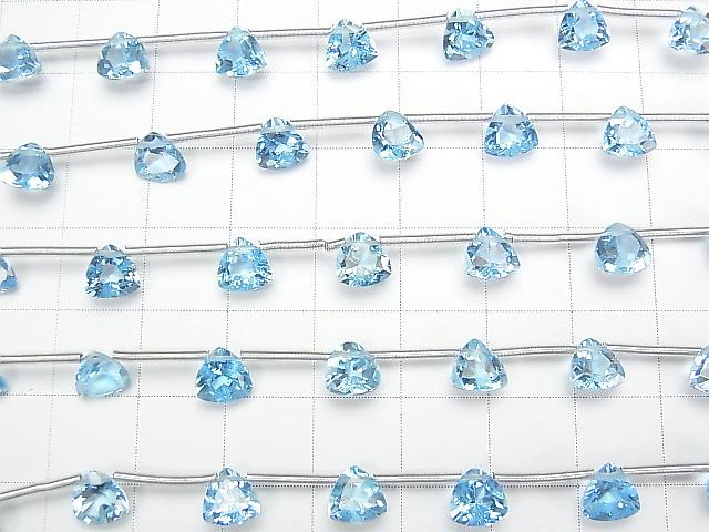 [Video] High Quality Swiss Blue Topaz AAA- Triangle Faceted 6x6mm 1strand (8pcs)
