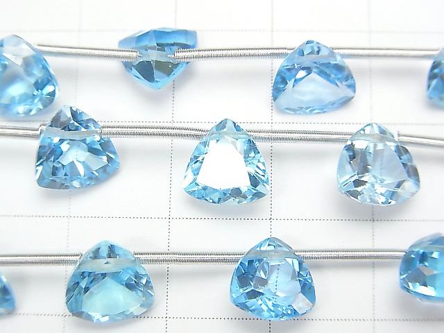 [Video] High Quality Swiss Blue Topaz AAA- Triangle Faceted 8x8mm half or 1strand (8pcs)