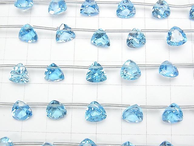 [Video] High Quality Swiss Blue Topaz AAA- Triangle Faceted 8x8mm half or 1strand (8pcs)