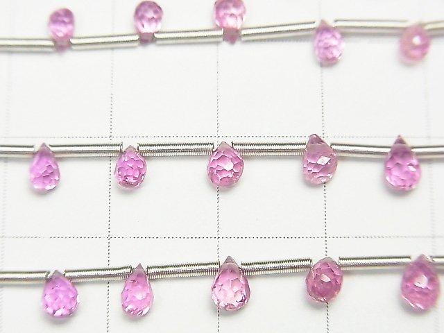[Video] High Quality Pink Sapphire AAA Drop Faceted Briolette 1strand beads (aprx.7inch / 17cm)