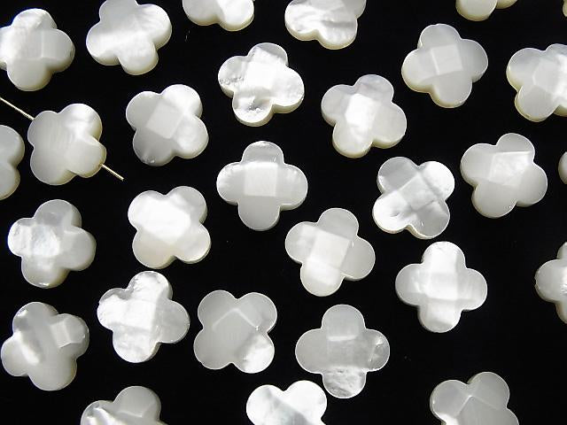 [Video] High Quality White Shell Flower (Faceted) 12x12x4.5mm [Drilled Hole] 2pcs