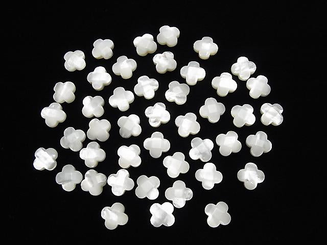 [Video] High Quality White Shell Flower (Faceted) 12x12x4.5mm [Drilled Hole] 2pcs