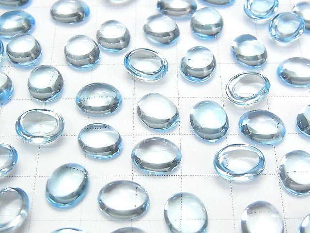 [Video] High Quality Sky Blue Topaz AAA Oval Cabochon 10x8mm 1pc