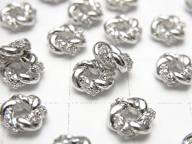 Metal parts Roundel 7x7x3mm Silver (with CZ) 2pcs