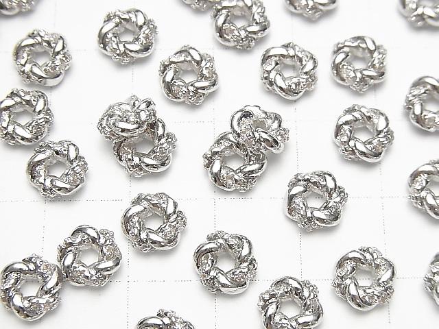 Metal parts Roundel 7x7x3mm Silver (with CZ) 2pcs